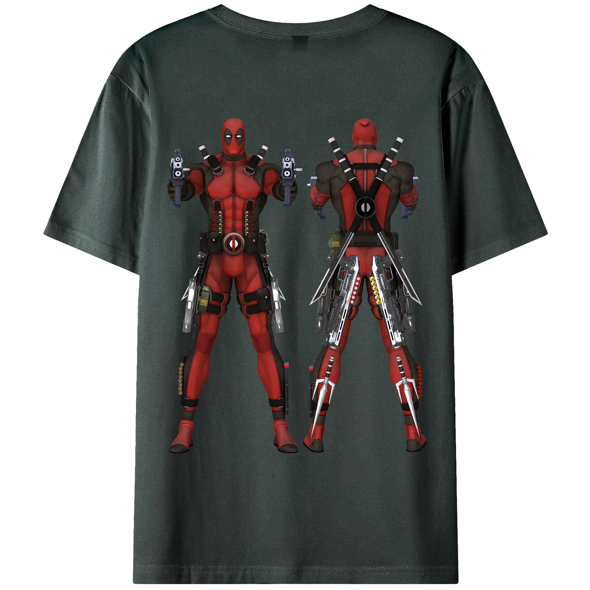 （画像用） Deadpool デッドプール 綿100％ メンズ半袖Tシャツ（バックプリント） 通気性